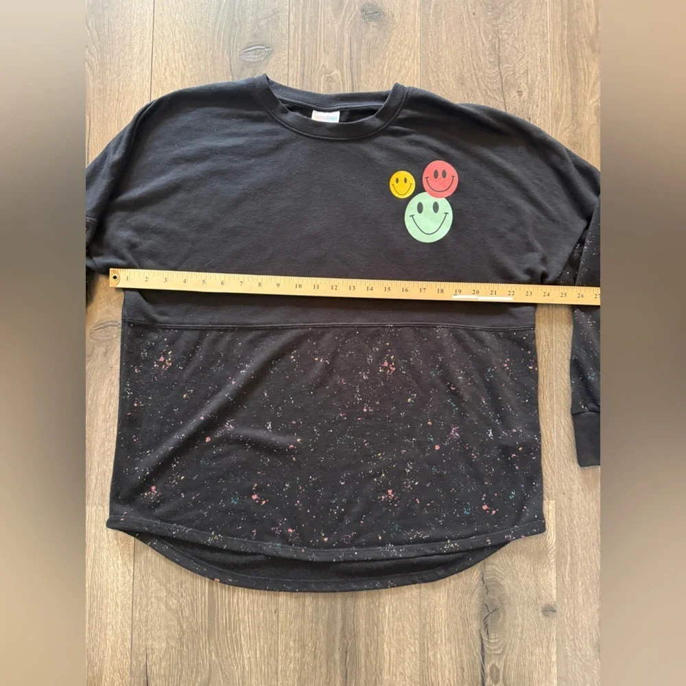 LuLaRoe Supply Crew Neck Sweater Black Smiley Size Medium - Picture 6 of 6